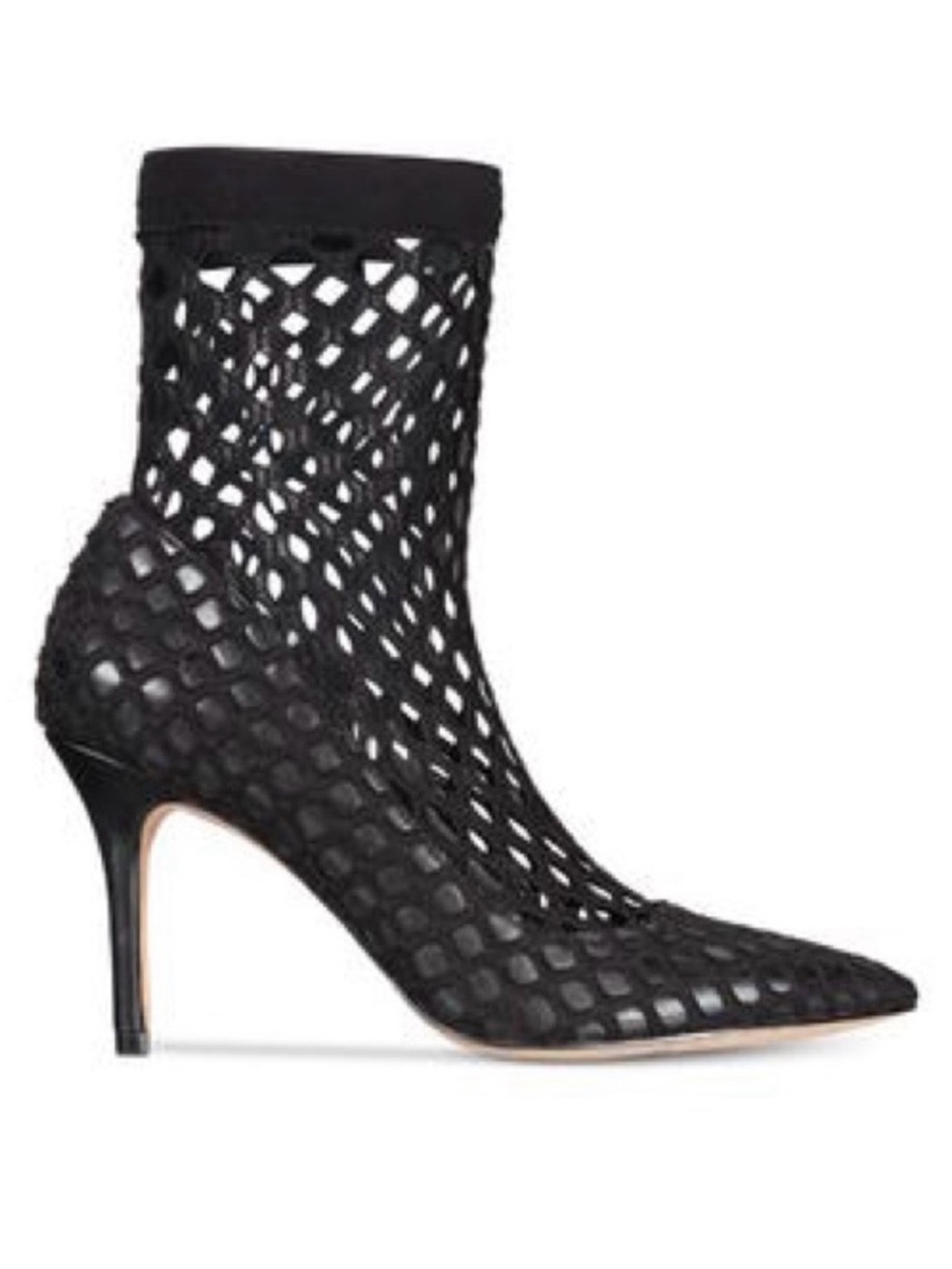 INC International Concepts Black Mesh Pointed-Toe Stiletto Sock Boot